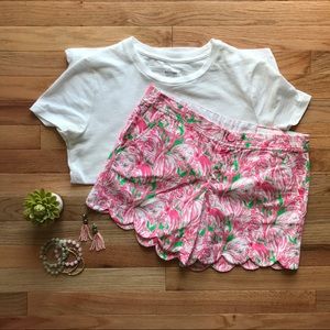 Lilly Pulitzer | Pink Flamingo Scalloped Shorts